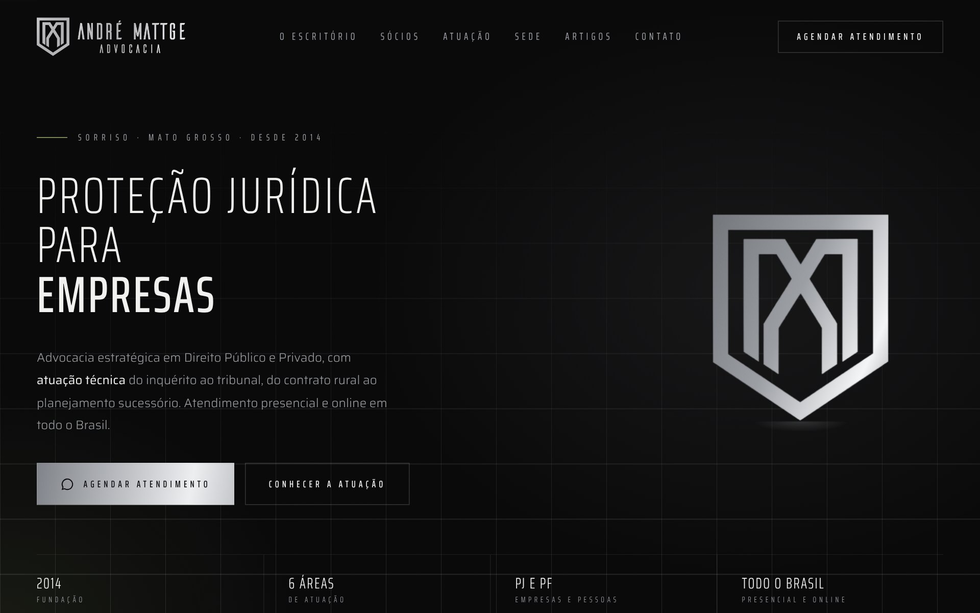 Página inicial do novo site da André Mattge Advocacia