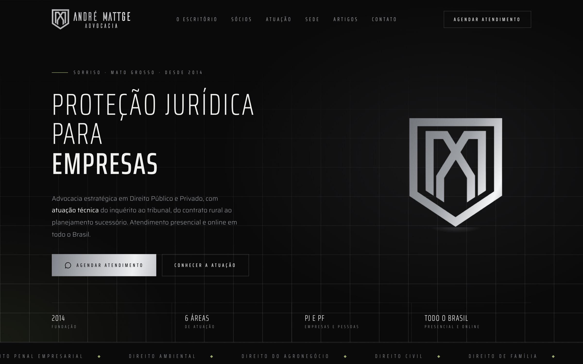 Novo site da André Mattge Advocacia, criado pelo Qora Studio
